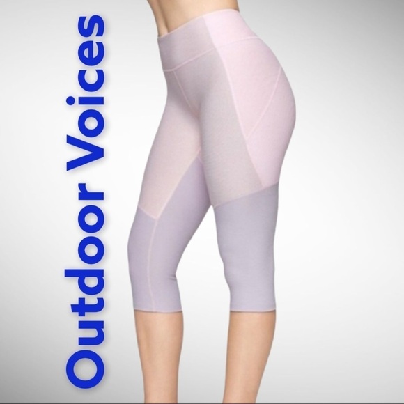 OUTDOOR VOICES Blush Pink Tri-color Capri Leggings, Size Small - Picture 1 of 9